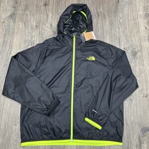 The North Face Hoodie Sz XL Mens Black TNF Black Green Cyclone Wind Full Zip
